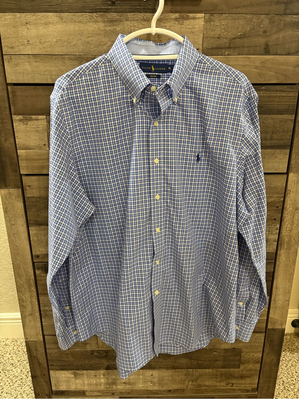 Polo Ralph Lauren Men’s XL Blue Purple White Check Button Down